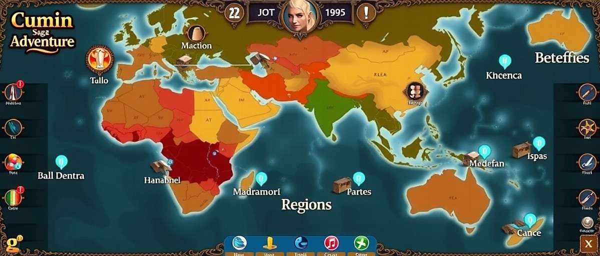 Cumin Saga Adventure - Spiceland Regions Cumin Saga Adventure world map showing the five main regions